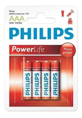 Pilas Alcalinas Philips Aaa Pack X 4 Super Oferta!!!