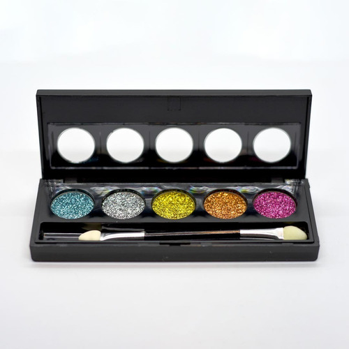 Imagen 4 de 9 de Maquillaje Glitter Quinteto Compacto De Glitter Xulu Z133