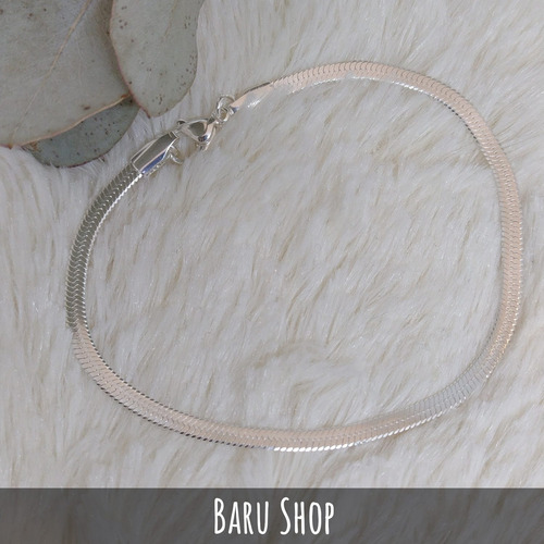 Imagen 3 de 8 de Pulsera Cola De Ratón Chata De Acero Blanco