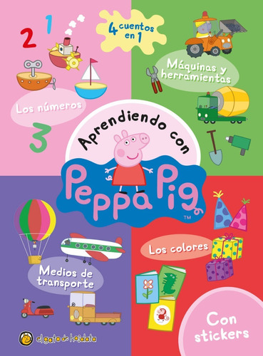 Libro Aprendiendo Con Peppa 4 Cuentos En 1 + Stickers