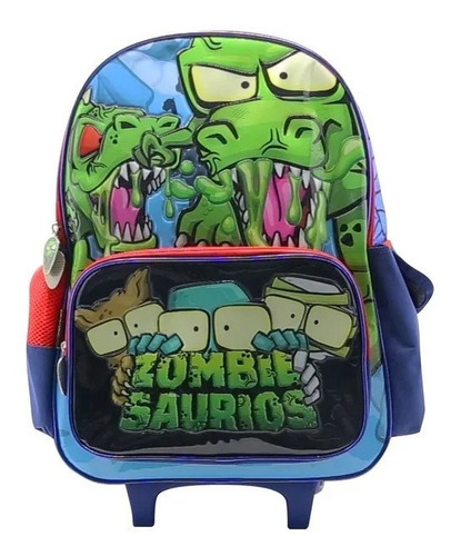 Mochila Infantil Zombies 18 PuLG C/carro Om320 Color Azul Diseño de la tela Dibujo