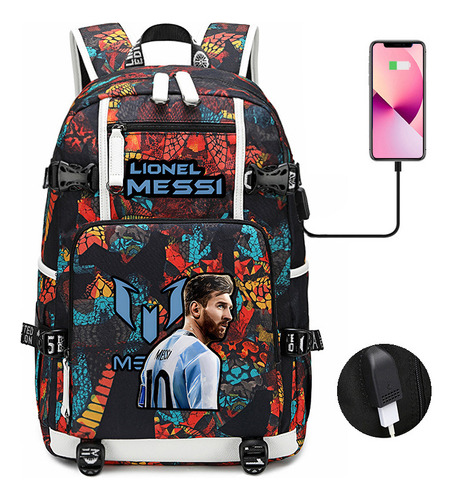 Mochila Escolar Transfronteriza Messi Luminosa, Mochila Neym Color 005 Diseño De La Tela 15*30*47