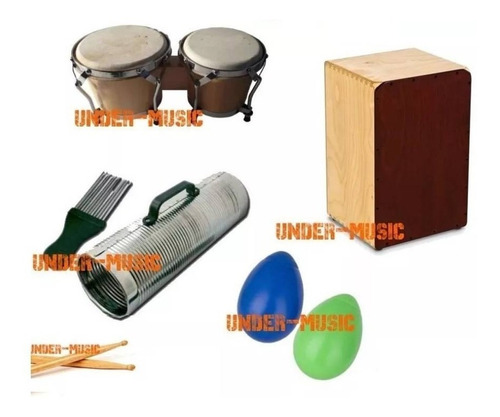 Combo Percusion Bongoe Huevo Peruano Cencerro Palos Cuotas