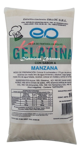 Gelatina 1kg Sabor Manzana Con Azúcar (orloc) Kenko  Almagro