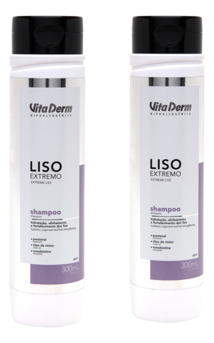 Kit 02 Shampoo Liso Extremo Vita Derm 300ml