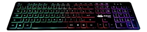 Teclado gamer Knup KP-2060 QWERTY português Brasil cor preto com luz RGB