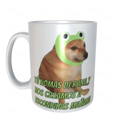 Taza Con Caja De Regalo Perro Cheems Meme Nomas Di Rana M2