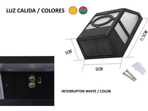 Lampara Solar Led Luz Para Exteriores Farol De Pared