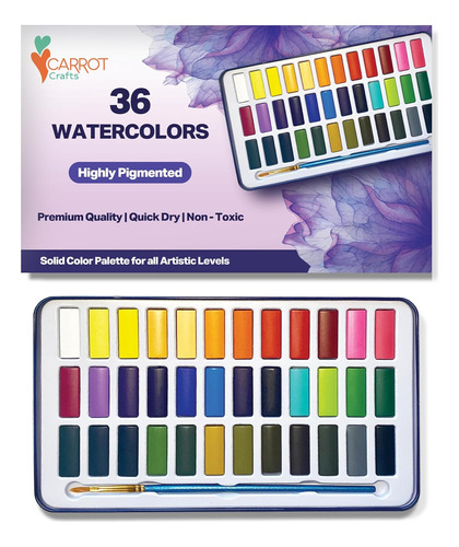 Watercolor Paint Set, 36 Colors With Brush And Mixing T...