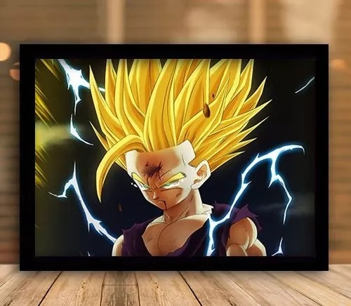 Quadro Dragon Ball Z Gohan Super Sayajin 2 Moldur E Vidro A3