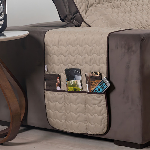 Capa Protetor Sofa Retratil 1,80m 02 Mód Dupla Face 400 Fios Cor Tabaco/caqui Liso