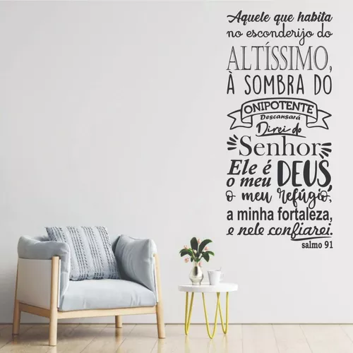 Quadro Decorativo em Azulejo Salmo 91 Ele é o meu Deus - Divino