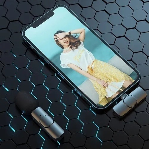 Micrófono de solapa inalámbrico Plug and Play para iPhone X 11, 12, 13, color negro