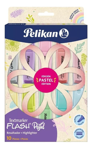 Resaltador Pastel Pelikan Flash Caja X 10 Colores - Nuevo!