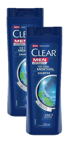 Kit 2 Shampoos Clear Men Anticaspa Ice Cool Menthol 200ml