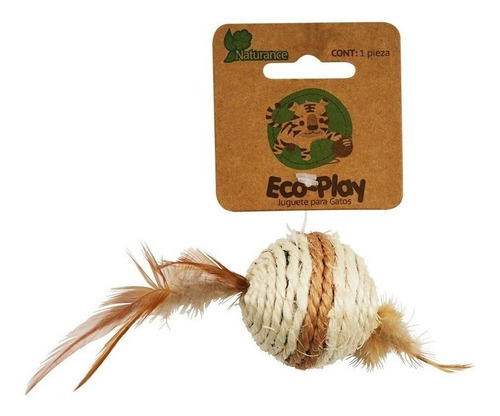Imagen 1 de 3 de Juguete Para Gatos Bola Con Plumas Eco-play