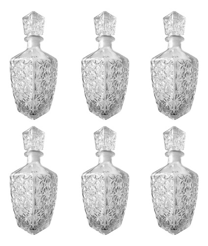 Set 12 Licoreras Botella Diamante Vidrio Cristal 750 Ml Transparente