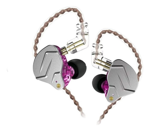 Fone De Ouvido In-ear Kz Zsn Pro Purple Cor Violeta Sem Microfone