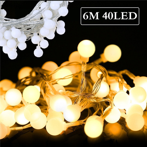 Imagen 1 de 10 de Luces Led De 40 Focos De 6 M Decorativas Para Navidad