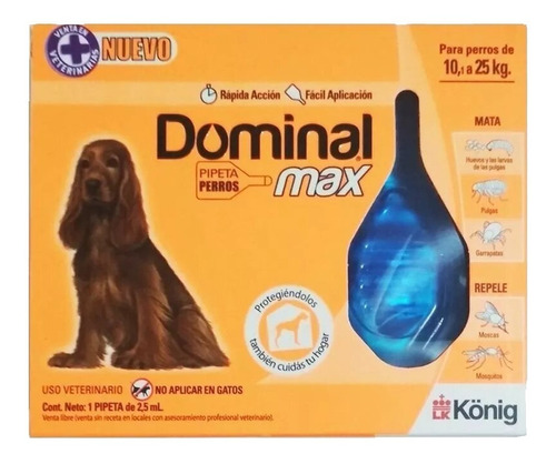 Pipeta Antipulgas Dominal Max Para Perros Entre 10 Y 25 Kg