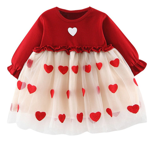 Vestidos De Tul Fruncido Con Estampado De Corazones De Amor