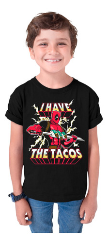 Camiseta Negra Algodón Estampada Deadpool Oferta Del Dia