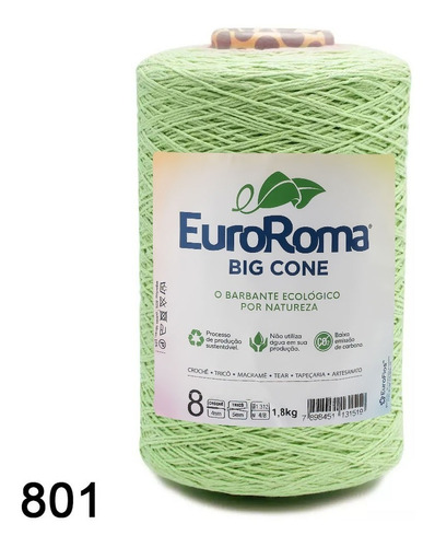 Barbante Euroroma Colorido 0801- Verde Limão N.8 1,8 Kg