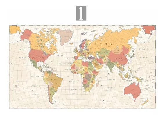 Vinilo Decorativo Mapamundi Mural Mapa Mundo Planisferio