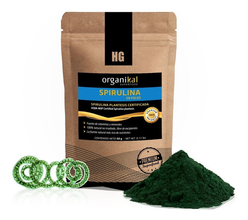 Spirulina Organikal Hgl Superfoods Polvo 50g 