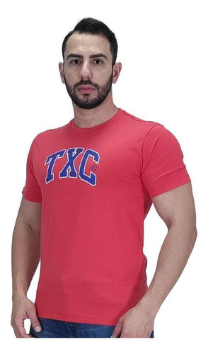 Camiseta Masculina Country Txc Brand Vermelho Estampado Azul