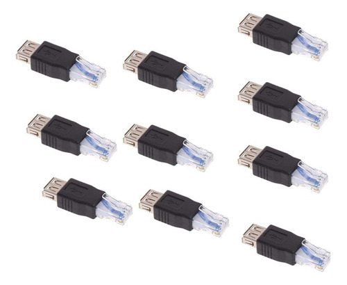 10 Adaptadores Usb Hembra A Ethernet Rj45 Macho