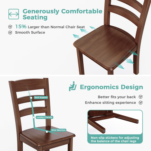 Mordeer Juego De 4 Sillas De Mesa De Cocina De Madera Maciza Diseño De La Tela Color De La Estructura De La Silla Color Del Asiento
