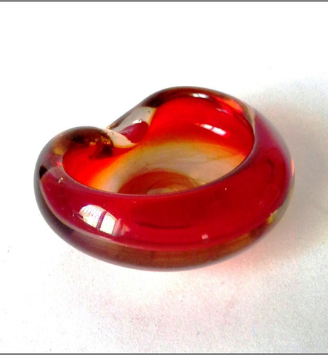 Bonito Bowl Pequeño Cristal Murano Rojo Vintage Ovalado