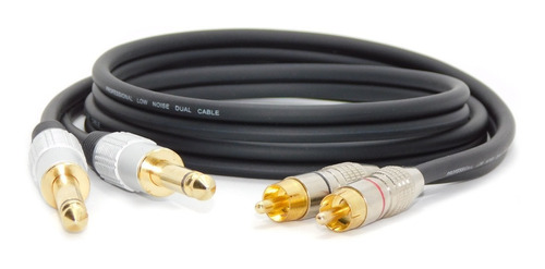 Imagen 1 de 3 de Cable Audio 2 Plug 6,5 Mono A 2 Rca Macho Metalico 1mts Hamc