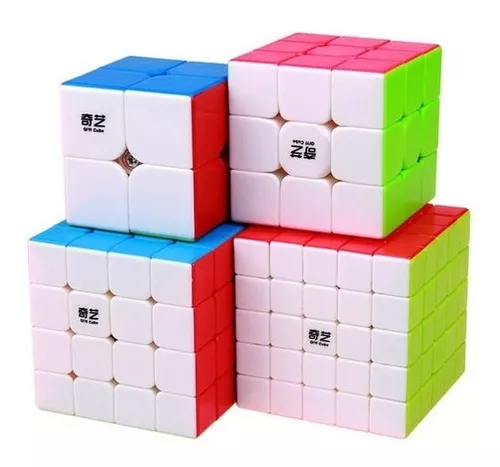 Caixa 4 Cubos Mágicos 2x2 + 3x3 + 4x4 + 5x5 Moyu Cor Da Estrutura