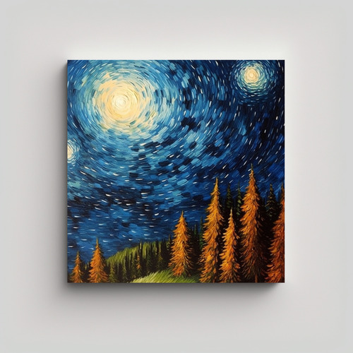 50x50cm Cuadro Decorativo Noche Estrellada De Van Gogh