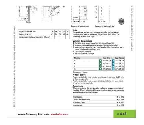 Imagen 6 de 6 de Herraje Elevador Free Flap Hafele 372.91.333 Modelo G 3.15