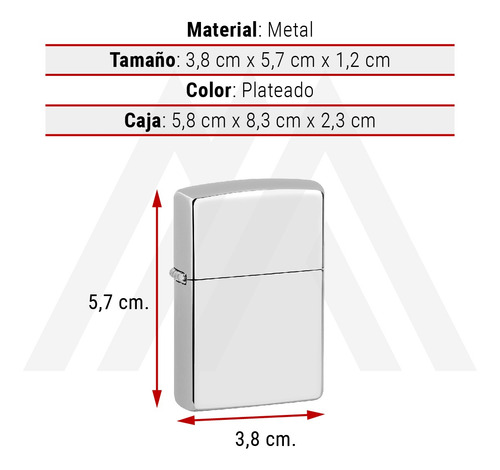 Imagen 7 de 10 de Encendedor Zippo Lighter High Polish Chrome Plata