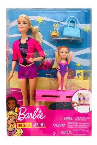Barbie Entrenadora De Gimnasia Con Alumna Y Barra Giratoria