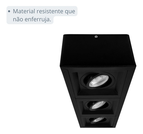 Spot Sobrepor Triplo Recuado De Teto Externo Fachada M2790 Estrutura Preto
