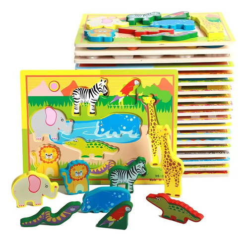 Puzzle Encaje Rompecabeza Juguete De Madera Didáctico 3 Set