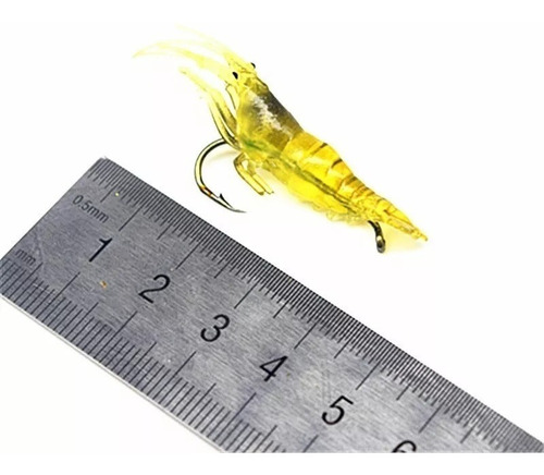 Kit 10 Isca Artificial Camarão Silicone Anzol Pesca
