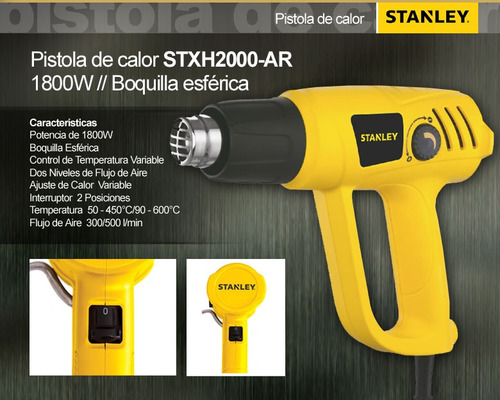 Pistola Calor Temperatura Variable Stxh2000 Stanley 4386