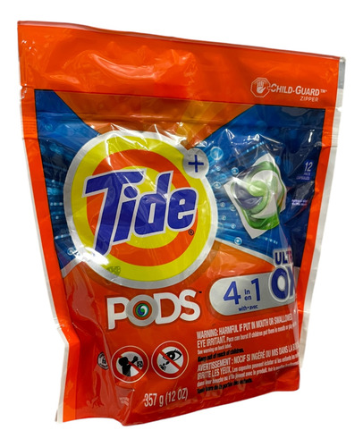 Detergente Premium C/ 12 Cápsulas Tide Pods Ultra Oxi 4 En 1