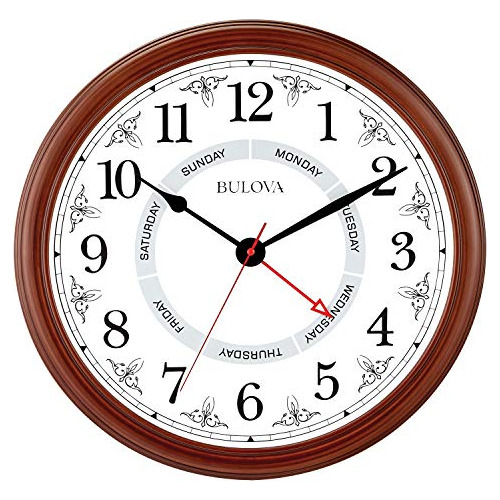 Reloj De Pared Diario Bulova, 18  , Cereza Marrón