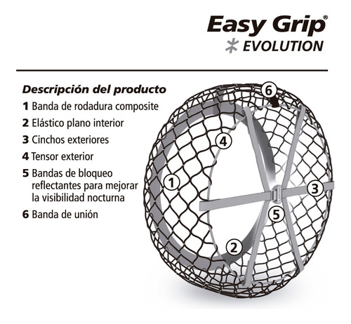 Imagen 4 de 12 de Cadena Para Nieve Tela Red Easy Grip Evo 11 Michelin Evo11