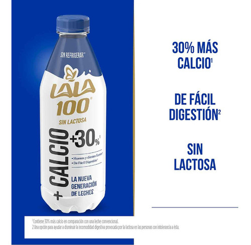 Pack X12 Unidades Leche Calcio Sin Lactosa 1 Litro C/u Lala