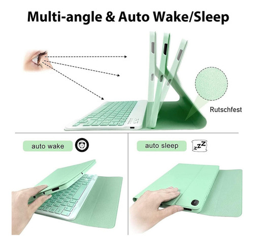 E Funda C/teclado, Mouse Y Lápiz P/galaxy Tab A9 8.7 Verde