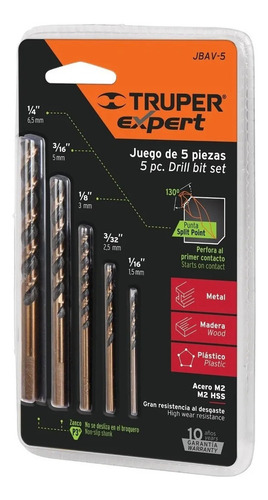 Juego De Brocas Alta Velocidad Truper / 5 Pcs