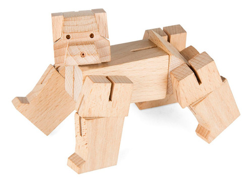 Cubo Armable De Madera Oso Cachorro Kikkerland Gg100-s